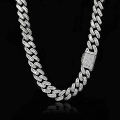 HOYON 15mm Zircon Stone Cuban Chain For Men Silver Plated Chain Neck Collares Fashion Hip Hop Jewelry