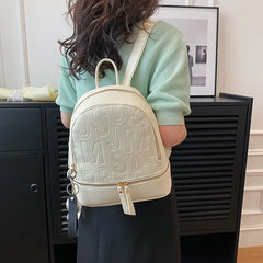 Letter Empaistic PU Leather Small Backpacks Women Anti-theft Travel Backpack Cute Pendant Girls School Bag Female Knapsack 2023