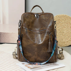 New High Quality Soft Leather Women's Backpack Large Capacity Female Anti Theft Backpack Famous Designer Girl's Shoulder Bag Sac