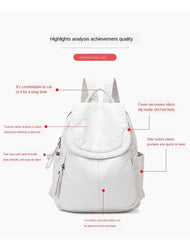 Women's Backpack White Washed Leather Backpack Female Small School Bags For Teenage Girls All-match Casual Travel Bag mochilitas