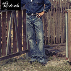 MBBCAR 16.5oz Selvedge Denim Jeans Men Double Knee Lumberjack Pants Destroy Washed Distressed High Waist Wide Leg Cargo Pants