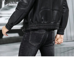 Tcyeek Genuine Leather Jacket Men 2024 Natural Sheepskin Fur Coat Winter Clothes Real Fur Mens Motocycle Jackets Jaqueta Couro