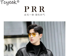 Tcyeek Genuine Leather Jacket Men 2024 Natural Sheepskin Fur Coat Winter Clothes Real Fur Mens Motocycle Jackets Jaqueta Couro