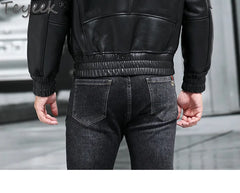 Tcyeek Genuine Leather Jacket Men 2024 Natural Sheepskin Fur Coat Winter Clothes Real Fur Mens Motocycle Jackets Jaqueta Couro