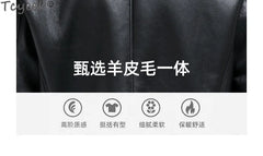 Tcyeek Genuine Leather Jacket Men 2024 Natural Sheepskin Fur Coat Winter Clothes Real Fur Mens Motocycle Jackets Jaqueta Couro