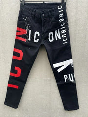 Dsq2 Jeans Skinny Style Men's Slim Denim Patchwork Straight Zipper Pants Blue Hole Brand ICON Jeans for Men