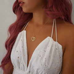 Personalized Double Heart Name Necklace Customized Gold 2 Names Heart Necklaces Jewelry Engagement Gift