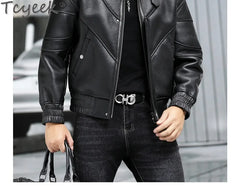 Tcyeek Genuine Leather Jacket Men 2024 Natural Sheepskin Fur Coat Winter Clothes Real Fur Mens Motocycle Jackets Jaqueta Couro