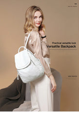 Women's Backpack White Washed Leather Backpack Female Small School Bags For Teenage Girls All-match Casual Travel Bag mochilitas