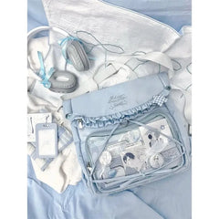 JIAERDI Aesthetic Japanese Style Itabag For Women Kawaii Large Capacity Schoolbag Harajuku Blue Bow Shoulder Bag Female Y2k Bag