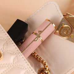 PU Leather Perfume Bottle Lychee Pattern Empty Cosmetic Container Bottom Filling Refillable Parfume Atomizer Bottle Woman