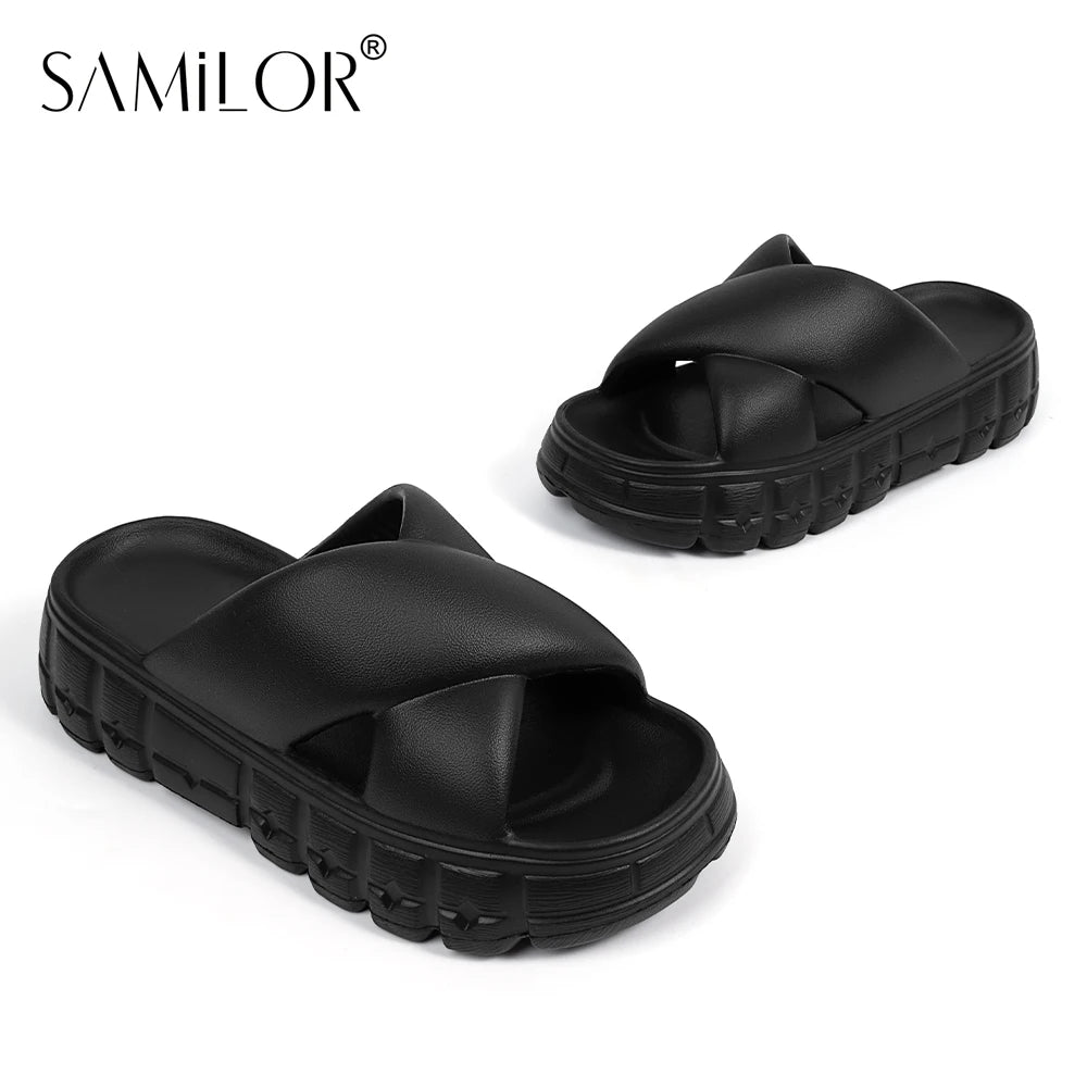 Samilor Height Increasing Non Slip Casual Slippers Comfortable Lightweight Anti Skid Indoor Outdoor Fashion Platform Home Shoes