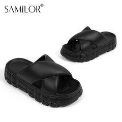 Samilor Height Increasing Non Slip Casual Slippers Comfortable Lightweight Anti Skid Indoor Outdoor Fashion Platform Home Shoes