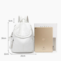 Women's Backpack White Washed Leather Backpack Female Small School Bags For Teenage Girls All-match Casual Travel Bag mochilitas