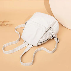 Women's Backpack White Washed Leather Backpack Female Small School Bags For Teenage Girls All-match Casual Travel Bag mochilitas