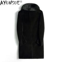 AYUNSUE Winter Jacket Men Clothing Suede Parka 100% Wool Fur Coat Male Real Fox Fur Collar Jackets 2020 Chaqueta Hombre LXR797