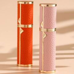PU Leather Perfume Bottle Lychee Pattern Empty Cosmetic Container Bottom Filling Refillable Parfume Atomizer Bottle Woman