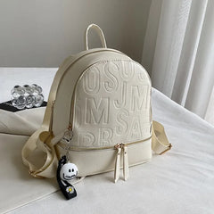 Letter Empaistic PU Leather Small Backpacks Women Anti-theft Travel Backpack Cute Pendant Girls School Bag Female Knapsack 2023