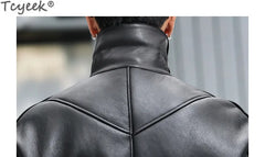 Tcyeek Genuine Leather Jacket Men 2024 Natural Sheepskin Fur Coat Winter Clothes Real Fur Mens Motocycle Jackets Jaqueta Couro