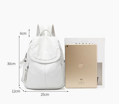 Women's Backpack White Washed Leather Backpack Female Small School Bags For Teenage Girls All-match Casual Travel Bag mochilitas
