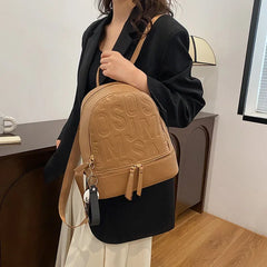 Letter Empaistic PU Leather Small Backpacks Women Anti-theft Travel Backpack Cute Pendant Girls School Bag Female Knapsack 2023