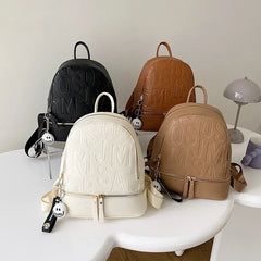 Letter Empaistic PU Leather Small Backpacks Women Anti-theft Travel Backpack Cute Pendant Girls School Bag Female Knapsack 2023
