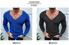 Mens Casual V-Neck Solid Sweater Spring Summer Fashion Knitted Pullover Tops For Men 2023 Harajuku Long Sleeve Jumper Streetwear