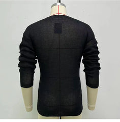 Mens Casual V-Neck Solid Sweater Spring Summer Fashion Knitted Pullover Tops For Men 2023 Harajuku Long Sleeve Jumper Streetwear