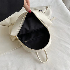 Letter Empaistic PU Leather Small Backpacks Women Anti-theft Travel Backpack Cute Pendant Girls School Bag Female Knapsack 2023