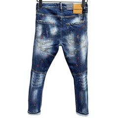 Chareiharper dsq T82 Ripped Men's Jeans Stylish Slim, frayed, ripped patches, tiny legs jeans for men