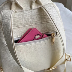 Letter Empaistic PU Leather Small Backpacks Women Anti-theft Travel Backpack Cute Pendant Girls School Bag Female Knapsack 2023