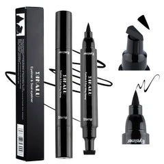 Black Double-ended Triangle Seal Eyeliner Pen Waterproof Lasting Non-smudge Quick-drying Stamp Liquid Eye Liner Pencil Cosmetic