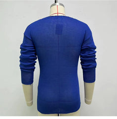 Mens Casual V-Neck Solid Sweater Spring Summer Fashion Knitted Pullover Tops For Men 2023 Harajuku Long Sleeve Jumper Streetwear