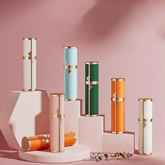 PU Leather Perfume Bottle Lychee Pattern Empty Cosmetic Container Bottom Filling Refillable Parfume Atomizer Bottle Woman