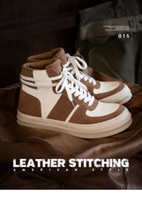 Maden Leather Korean Trend Men Shoes High Top Leisure Outdoor Trekking Shoes Comfortable Sneaker Ankle Boots Shoes 2023 Hot Sale