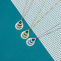 Personalized Names Necklace  Stainless Steel Water drop Pendant Necklace Personalized Mothers Day Gift