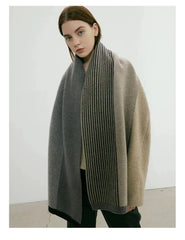 Knitted Gray Striped Scarf Warm Winter Male Female Couples 165*29cm