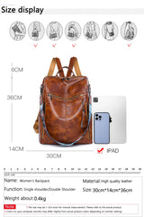 New High Quality Soft Leather Women's Backpack Large Capacity Female Anti Theft Backpack Famous Designer Girl's Shoulder Bag Sac