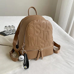 Letter Empaistic PU Leather Small Backpacks Women Anti-theft Travel Backpack Cute Pendant Girls School Bag Female Knapsack 2023