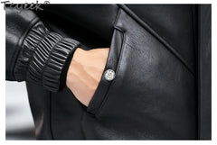 Tcyeek Genuine Leather Jacket Men 2024 Natural Sheepskin Fur Coat Winter Clothes Real Fur Mens Motocycle Jackets Jaqueta Couro