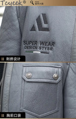 Tcyeek Natural Sheepskin Fur Coats Genuine Leather Jacket Men Winter Clothes Warm Real Fur Motocycle Jackets Casaco Masculino