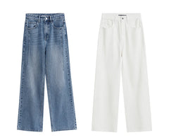 Amii Minimalism Women Jeans 2024 Spring Vintage Denim Pants Loose Wide Leg Pants Women's Casual Pants Female Trousers 12270097