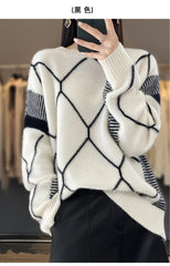 Cashmere Sweater Round Neck Women's Spring/Autumn New Wool O-Neck Pullover High Quality Soft Female Loose Fashion Knit Jumper