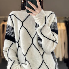 Cashmere Sweater Round Neck Women's Spring/Autumn New Wool O-Neck Pullover High Quality Soft Female Loose Fashion Knit Jumper