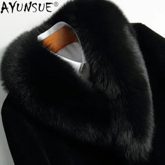 AYUNSUE Winter Jacket Men Clothing Suede Parka 100% Wool Fur Coat Male Real Fox Fur Collar Jackets 2020 Chaqueta Hombre LXR797