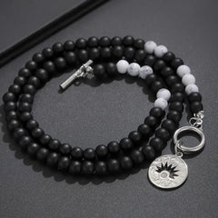 Tiger Eye Stone Beads with Sun Pendant Necklace for Men Trendy Accessories on the Neck Collar Fashion Jewelry Male Gift