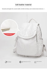 Women's Backpack White Washed Leather Backpack Female Small School Bags For Teenage Girls All-match Casual Travel Bag mochilitas