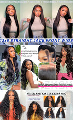 Body Wave 13x4 13x6 Lace Front Wig Human Hair PrePlucked Brazilian Human Hair HD Transparent Lace Frontal Wigs For Women Bling
