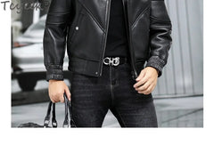 Tcyeek Genuine Leather Jacket Men 2024 Natural Sheepskin Fur Coat Winter Clothes Real Fur Mens Motocycle Jackets Jaqueta Couro