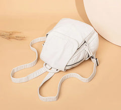 Women's Backpack White Washed Leather Backpack Female Small School Bags For Teenage Girls All-match Casual Travel Bag mochilitas